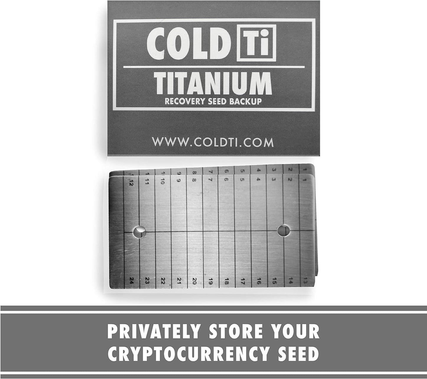 ColdTi - Titanium Bitcoin Seed Plates for Ultra-Secure Ethereum and Crypto Seed Phrase Storage - Premium Seed Phrase Metal - Includes 2 Plates and Seals