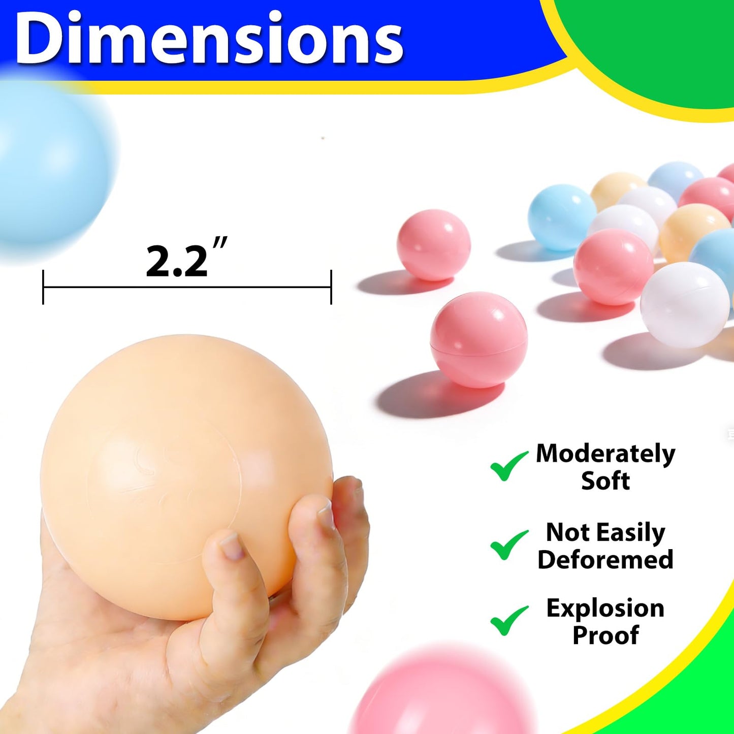 Heopeis Ball Pit Balls for Toddlers, 100 pcs Pastel Plastic Toy Balls for Kids, Macaron Pit Balls for Baby Toddler Birthday Christmas, Ball Pool Play Tent, Baby Kiddie Pool Toys, Party Decoration