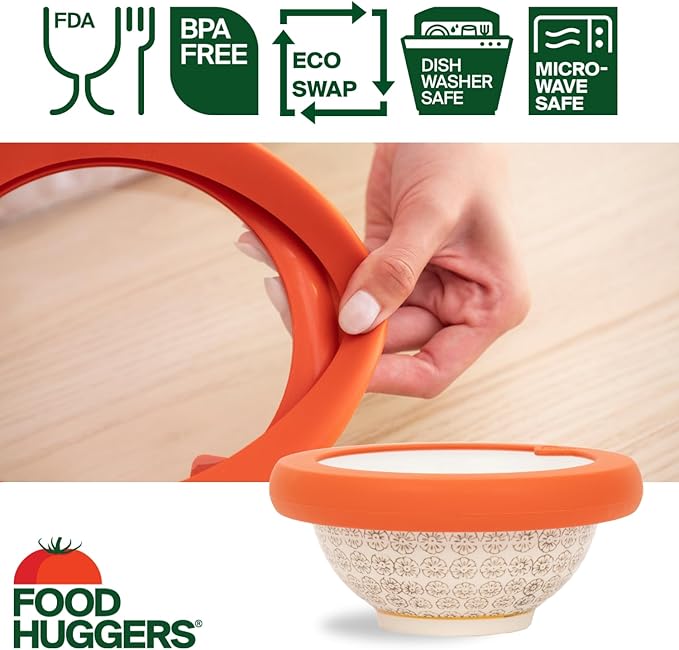 Food Huggers Replacement Lids for Glass Storage Containers | Silicone & Glass Lids that Don’t Crack | Fits Most Round Container Brands & Bowls | 100% Plastic Free (1 Lid (Medium), Terracotta)
