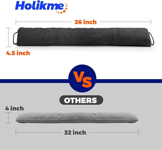 Holikme Weighted Door Draft Stopper 36 inch, Heavy Duty Under Door Draft Blocker Bottom Door Seal Noise and Air, Door Draft Spill Control Supplies Saving Energy, Black