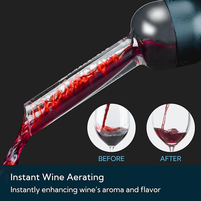 KITCHENDAO Detachable Wine Aerator Pourer - BPA Free Tritan Premium Wine Air Aerator Decanter Spout Dispenser - No Drip or Spill - Improve Taste and Bouquet Instantly - Dishwasher Safe