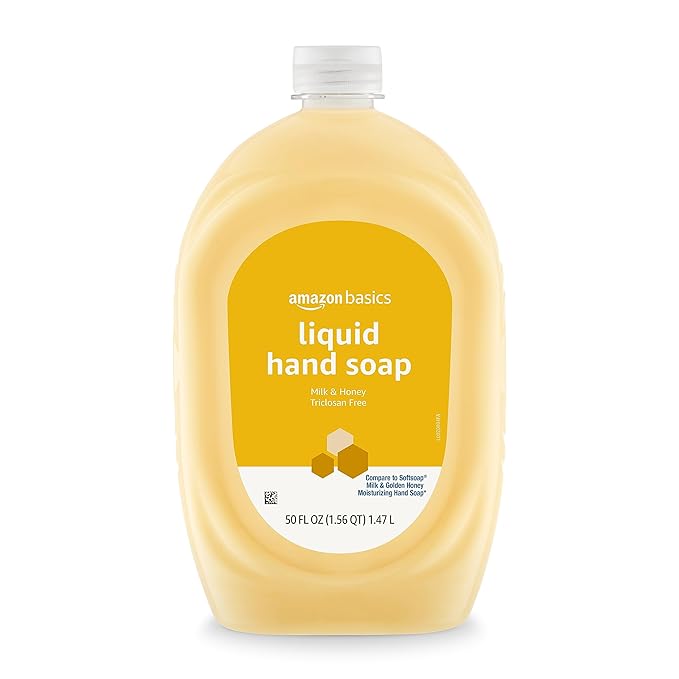 Amazon Basics Liquid Hand Soap Refill, Milk and Honey Scent, Triclosan-Free, 50 Fluid Ounces, 4-Pack (Previously Solimo)