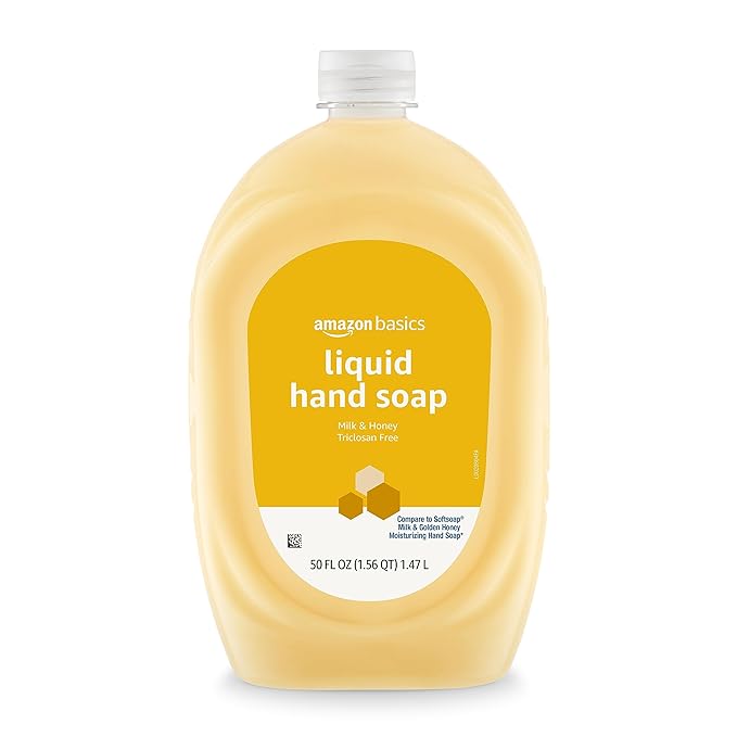 Amazon Basics Liquid Hand Soap Refill, Milk and Honey Scent, Triclosan-free, 50 Fluid Ounces, Pack of 1