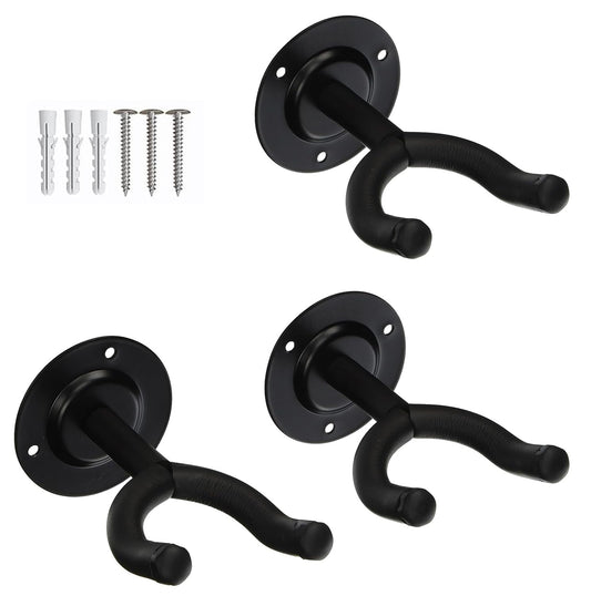 5 Core Guitar Wall Mount, Black V-Shaped Secure And Sturdy Hanger - 3 Pieces Holder For Acoustic, Electric, Bass, Mandolin - Wal