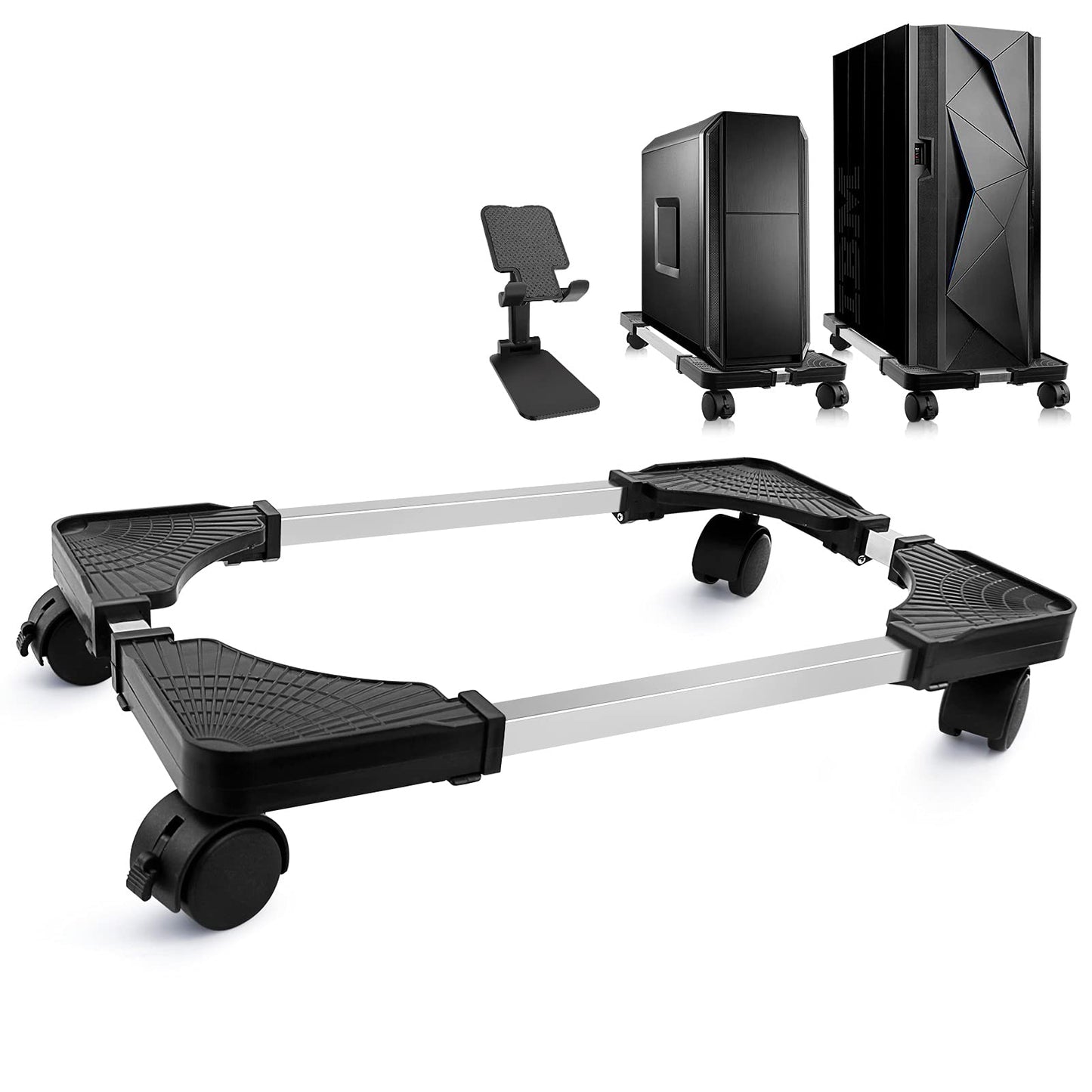 Seloom Computer Tower Stand, Pc Stand, Adjustable Mobile Cpu Stand With Rolling Wheels, Pc Tower Stand For Floor Carpet Gaming P