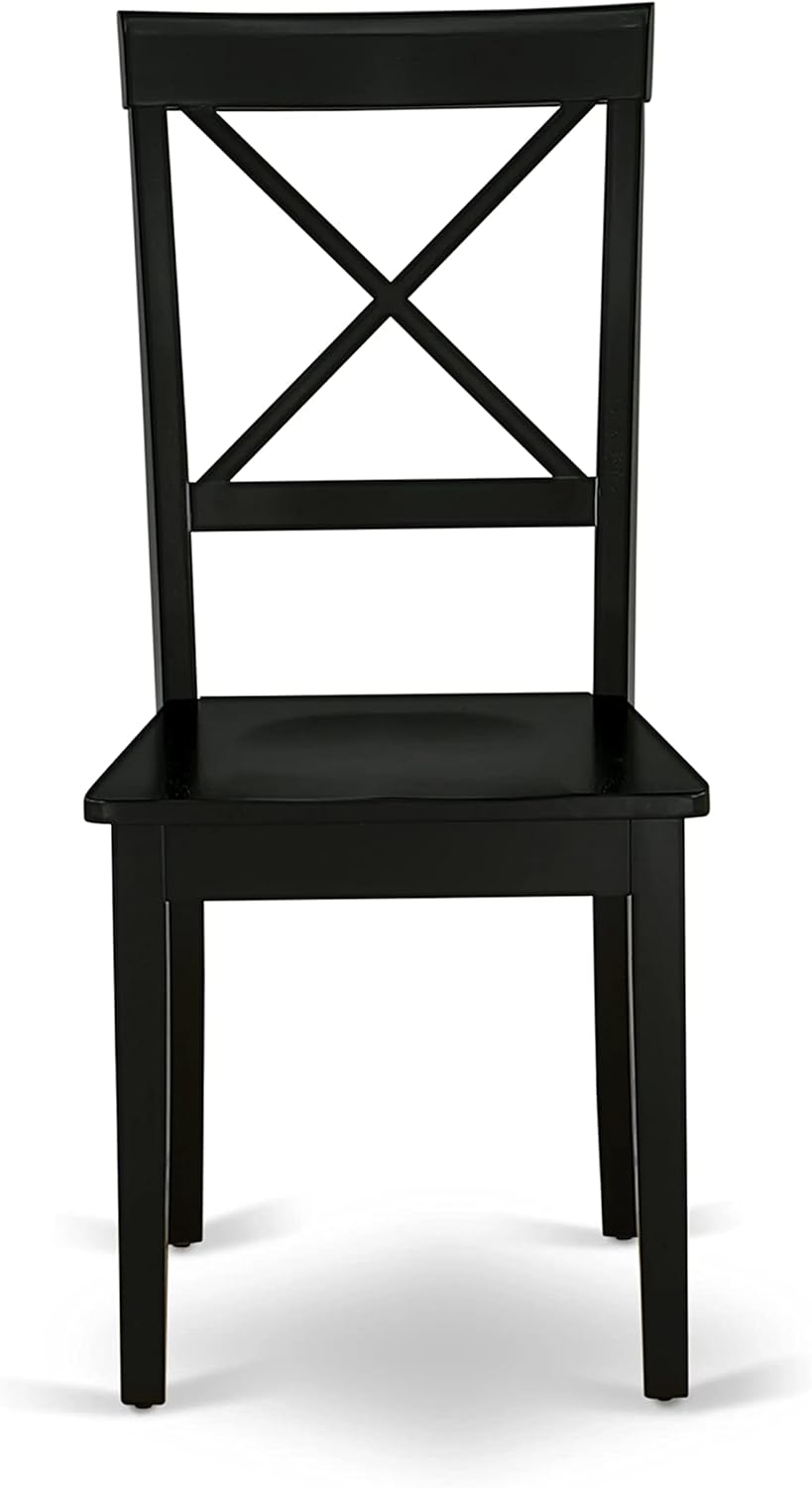 East West Furniture ESBO3-BCH-W 3 Piece Kitchen Table & Chairs Set Contains a Round Dining Room Table with Pedestal and 2 Dining Chairs, 30x30 Inch, Black & Cherry