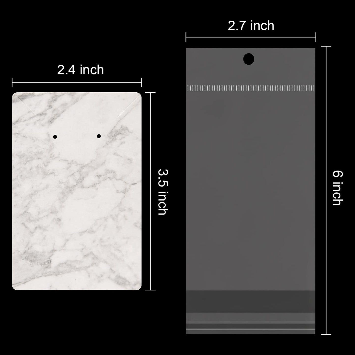 Coopay 120 Pieces Earring Necklace Display Cards Jewelry Holder Cards with 200 Earring Backs and 120 Self-Sealing Bags for Ear Pendants Necklaces Jewelry Display, Marble Stripe, 3.5 x 2.4 Inches