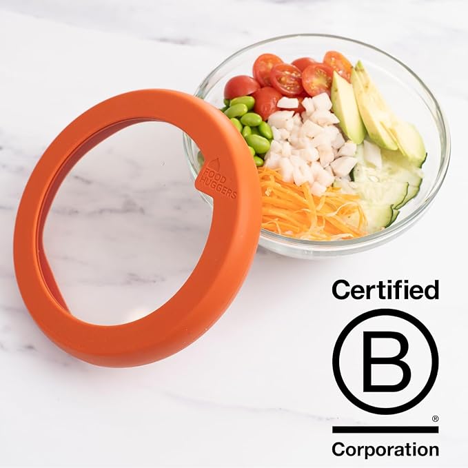 Food Huggers Replacement Lids for Glass Storage Containers | Silicone & Glass Lids that Don’t Crack | Fits Most Round Container Brands & Bowls | 100% Plastic Free (1 Lid (Medium), Terracotta)