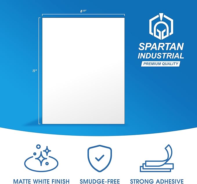 8.5" X 11" Full-Sheet Printable Labels for Inkjet and Laser Printers - 100 Sheets, 100 Custom Stickers for Shipping Labels, Mailing, Personalized Stickers for Crafts - Spartan Industrial Template R026