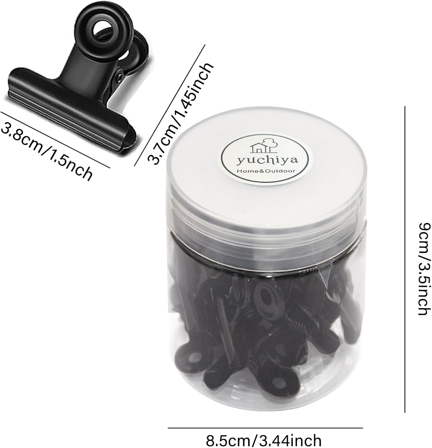 Bulldog Black Metal Binder Clips with Strong Spring - Small, 38 mm, Seal Clamps for Coffee Tea Food Bags, Decorative Clips for DIY Photo Grid