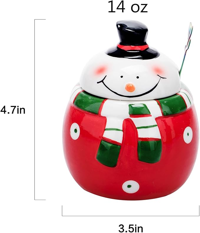 Christmas Sugar and Creamer Set - Ceramic, Adorable Snowman Design - Dishwasher and Microwave Safe