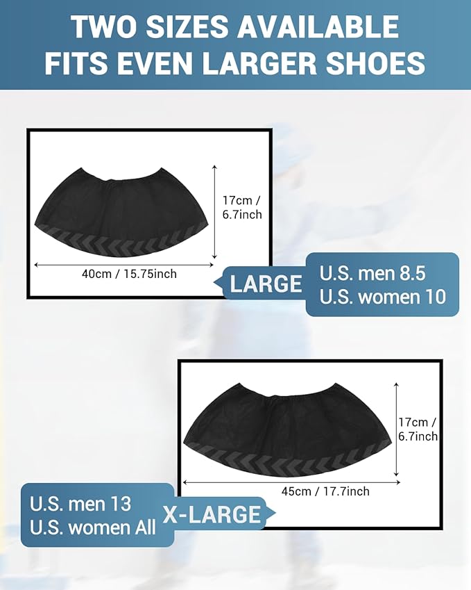 X-Large 200 Count Shoe Covers Disposable Non-Slip, Premium Cloth Boot Covers, Slip-resistant, Durable, Breathable, Non-toxic, Recyclable, Stretchable Fits Up to Size 13 US Men - Black
