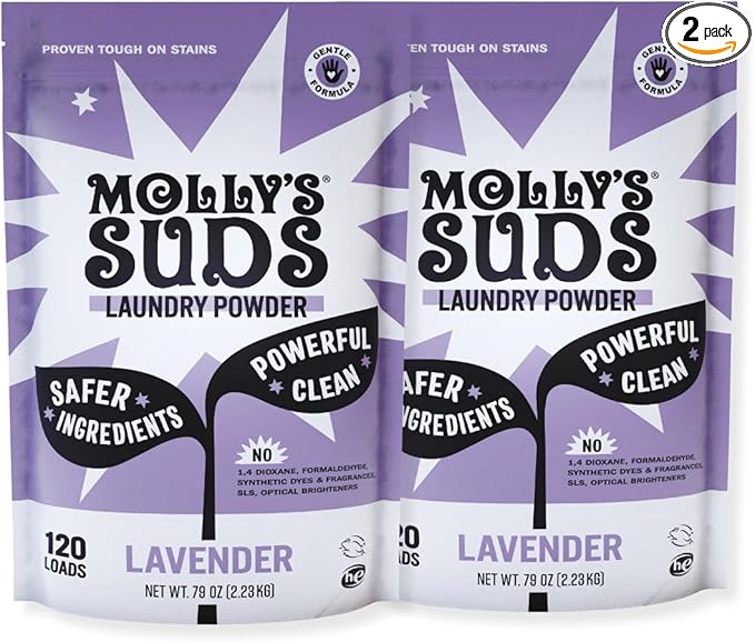 Molly's Suds Original Laundry Detergent Powder | Clean Laundry Detergent Powder for Sensitive Skin | Simple, Effective Ingredients, Stain Fighting | 240 Loads (Lavender)