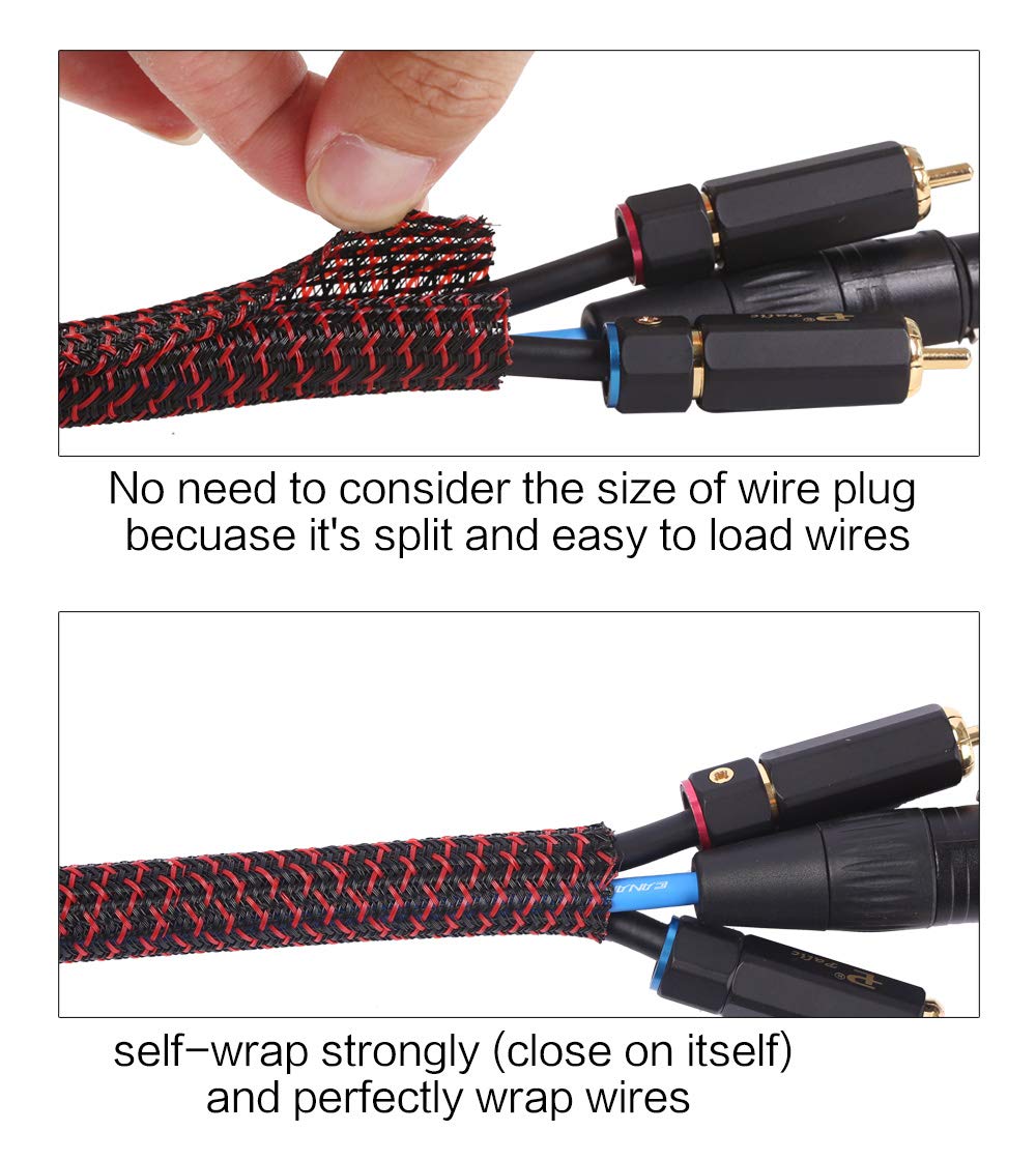 Alex Tech 25Ft - 1/2 Inch Cord Protector Wire Loom Tubing Cable Sleeve Split Sleeving For Usb Cable Power Cord Audio Video Cable
