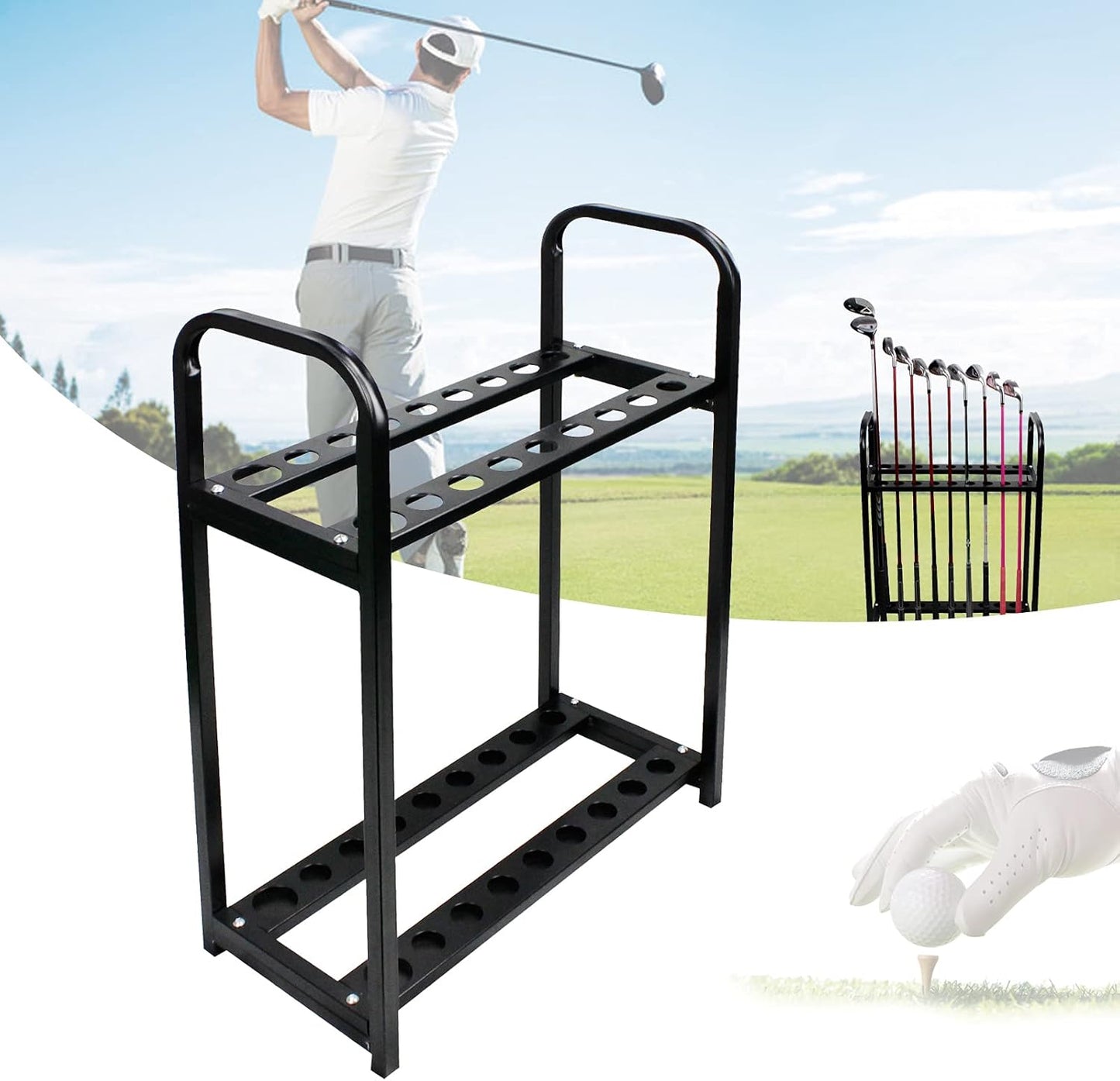 LOYALHEARTDY Golf 18-hole Cue Display Stand, Golf Club Organizers, Golf Club Rack Golf Clubs Shelf,Golf Club Accessories