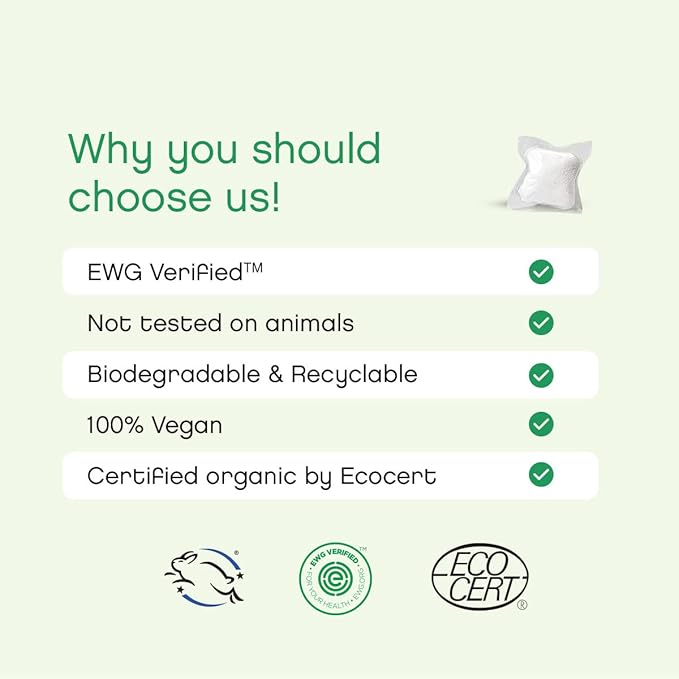 Eucalyptus Laundry Pods by AspenClean, New and Improved Packaging, Zero Plastic, EWG Verified™, Vegan, Non-Bio, Hypoallergenic Natural Laundry Detergent - 36 Count