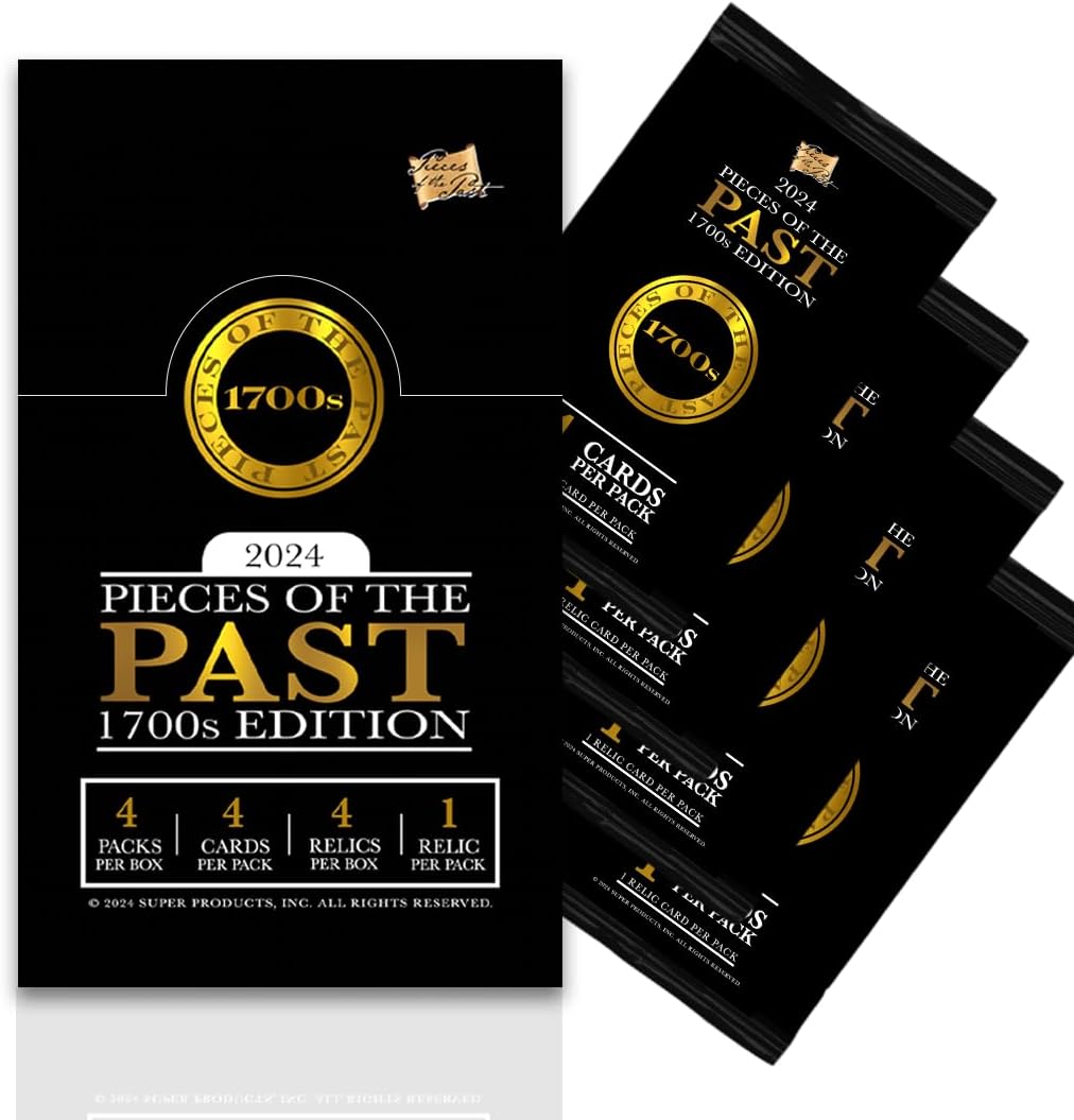 Pieces of the Past 2024 1700s Edition: Contains 4 Packs with 4 Cards Each- Total of 4 relic Hits- 100 Different relic Cards Featuring Historical Figures Like Beethoven and Washington