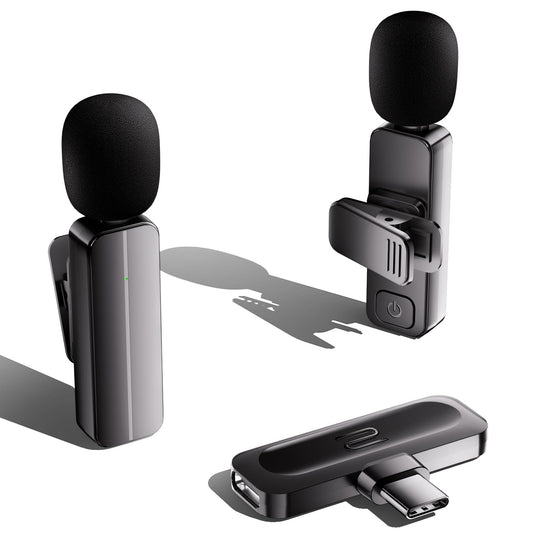2 Pack Wireless Mini Lavalier Lapel Microphone for iPhone 15,16,Android Phone - 65ft Cordless Clip on Dual Mics with Noise Reduc
