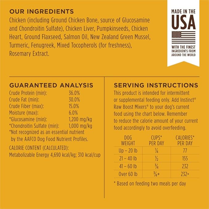 Instinct Raw Boost Mixers Mobility Support Freeze-Dried Dog Food Topper, 5.5 oz. Bag