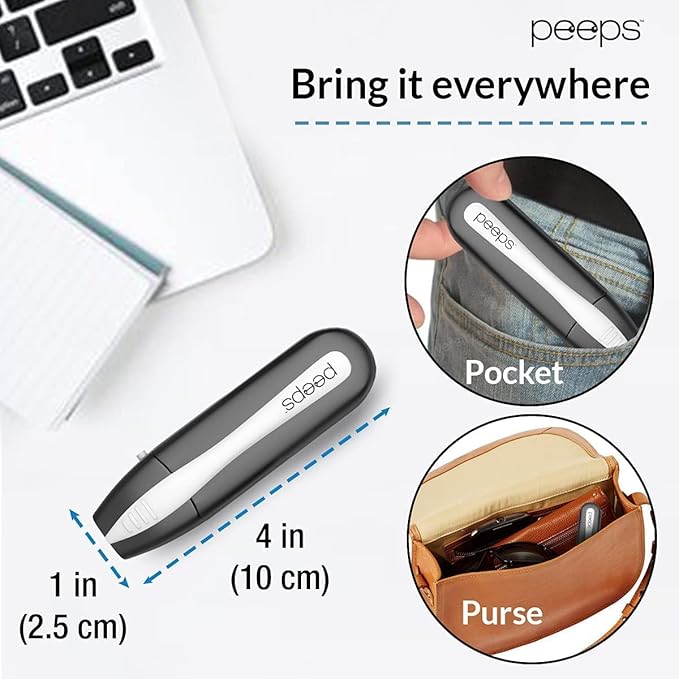 CarbonKlean Peeps Eyeglass Lens Cleaner - Efficient and Durable Carbon Microfiber Technology - Exclusively Used by NASA - 500 Uses (Injected Black)