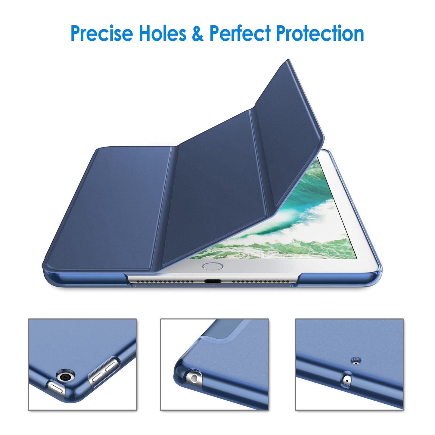 Jetech Case For Ipad (9.7-Inch, 2018/2017 Model, 6Th/5Th Generation), Smart Cover Auto Wake/Sleep (Deep Navy)