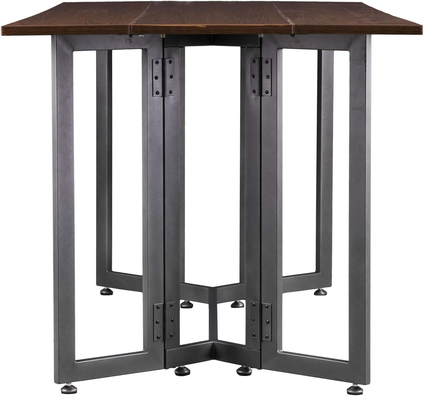 SEI Furniture Driness Drop Leaf Convertible Console to Dining Table, Dark Tobacco, Gunmetal Gray