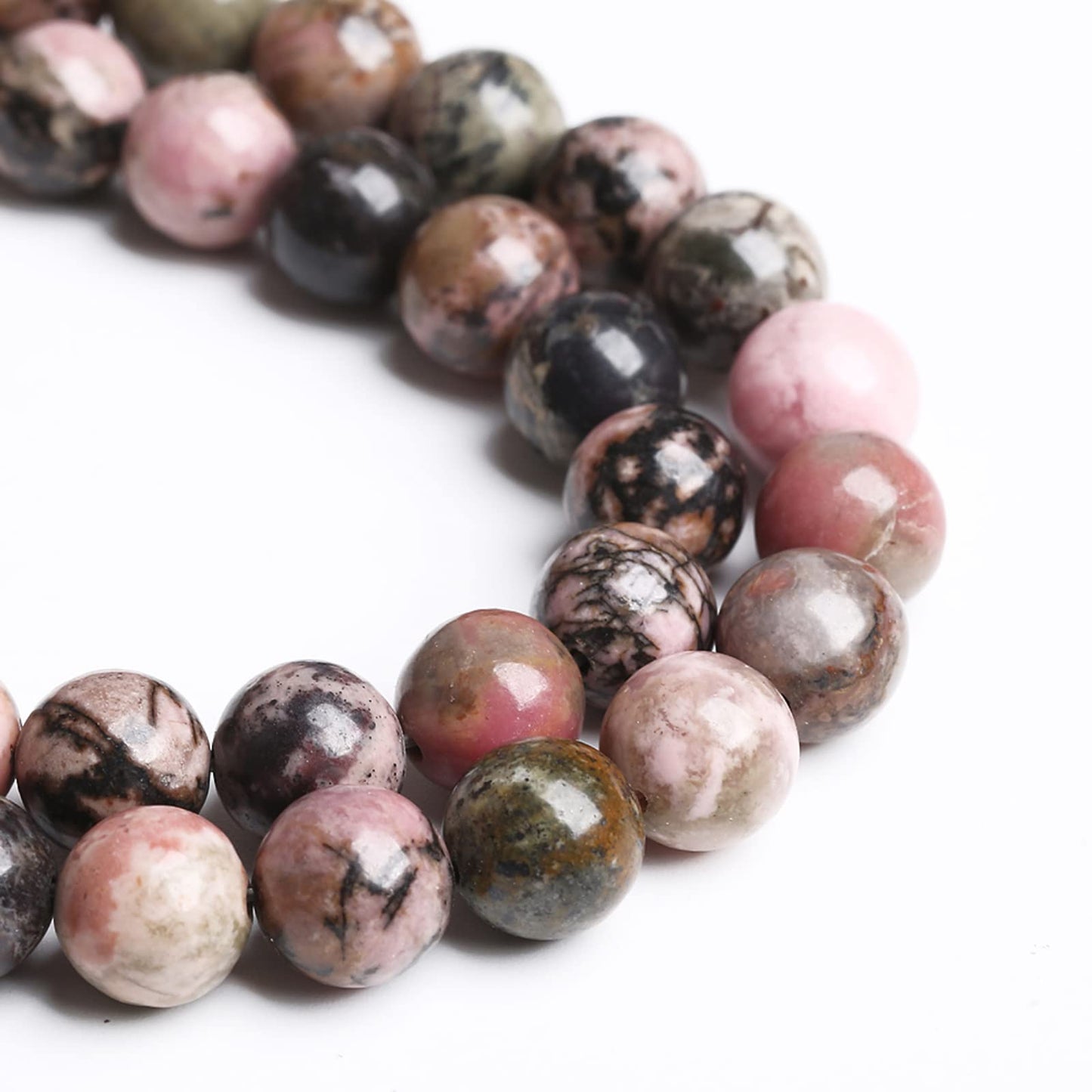 6MM 60PCS Natural Stone Black Stripe Rhodochrosite Gemstone Beads for Jewelry Making DIY Bracelet Necklace Semi Precious Crystal Beads