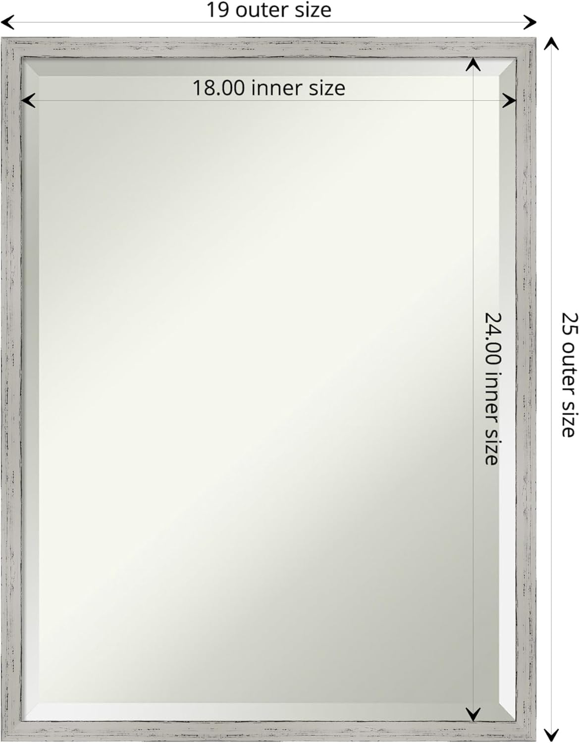 Amanti Art White Bathroom Mirror for Over Sink, 25x19 Shiplap White Narrow Rectangle Vanity Mirror, Medium Coastal Wood Frame, Hangs Horizonally and Vertically, Bathroom Wall Decor, Beveled Edge