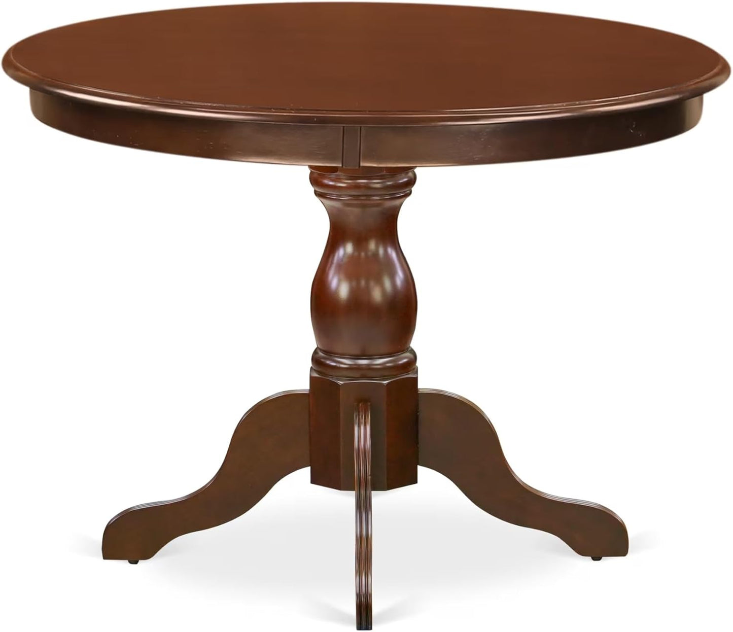 East West Furniture HBDU3-MAH-W 3 Piece Dining Room Table Set Contains a Round Kitchen Table with Pedestal and 2 Dining Chairs, 42x42 Inch, Mahogany