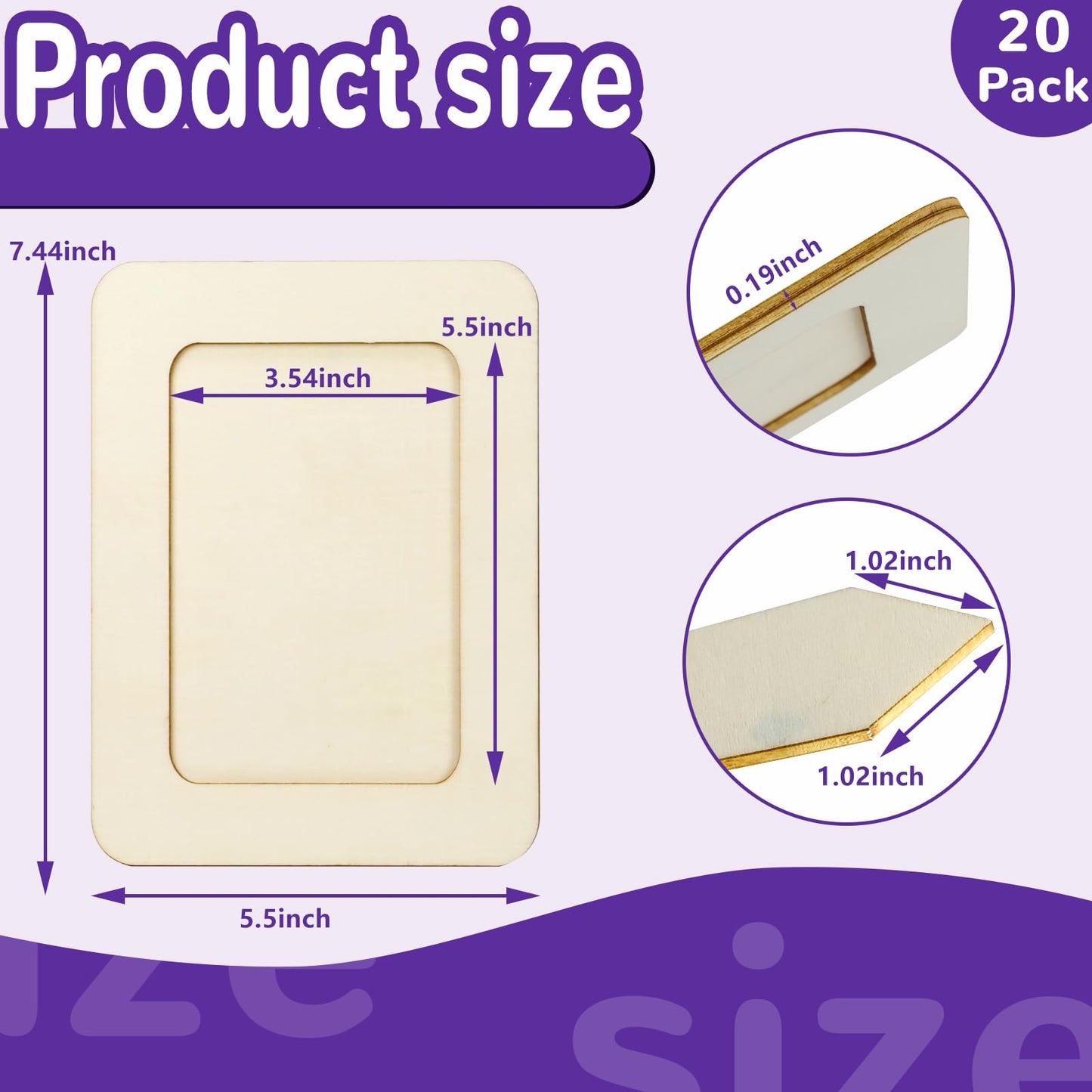 VOKOY 20 Pack Wooden Picture Frames for Crafts, DIY Wood Craft Picture Frames Bulk for 4" x 6" Photos,Unfinished Standing Photo Frames DIY Crafts Wood Decorate for Mother's Day Birthday Party Gifts