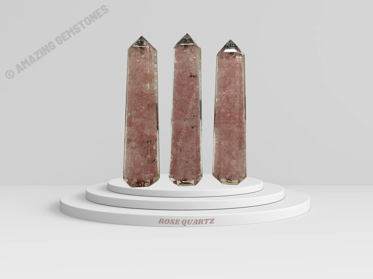 Amazing Gemstone Rose Quartz Crystal Orgonite Towers - Natural Healing Crystal Point Obelisk for Reiki Healing and Crystal Grid (4.5 Inch to 5 Inch, Pack of 1)