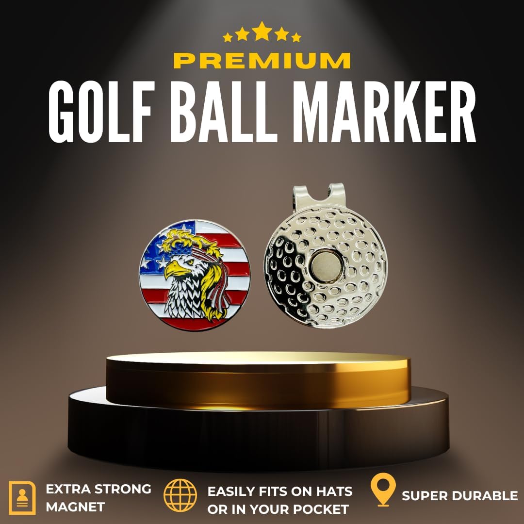 Golf Ball Marker with Magnetic Hat Clip Set - Men's and Women's Golf Accessories and Gift Ideas - Removable Attaches Easily to Golf Cap
