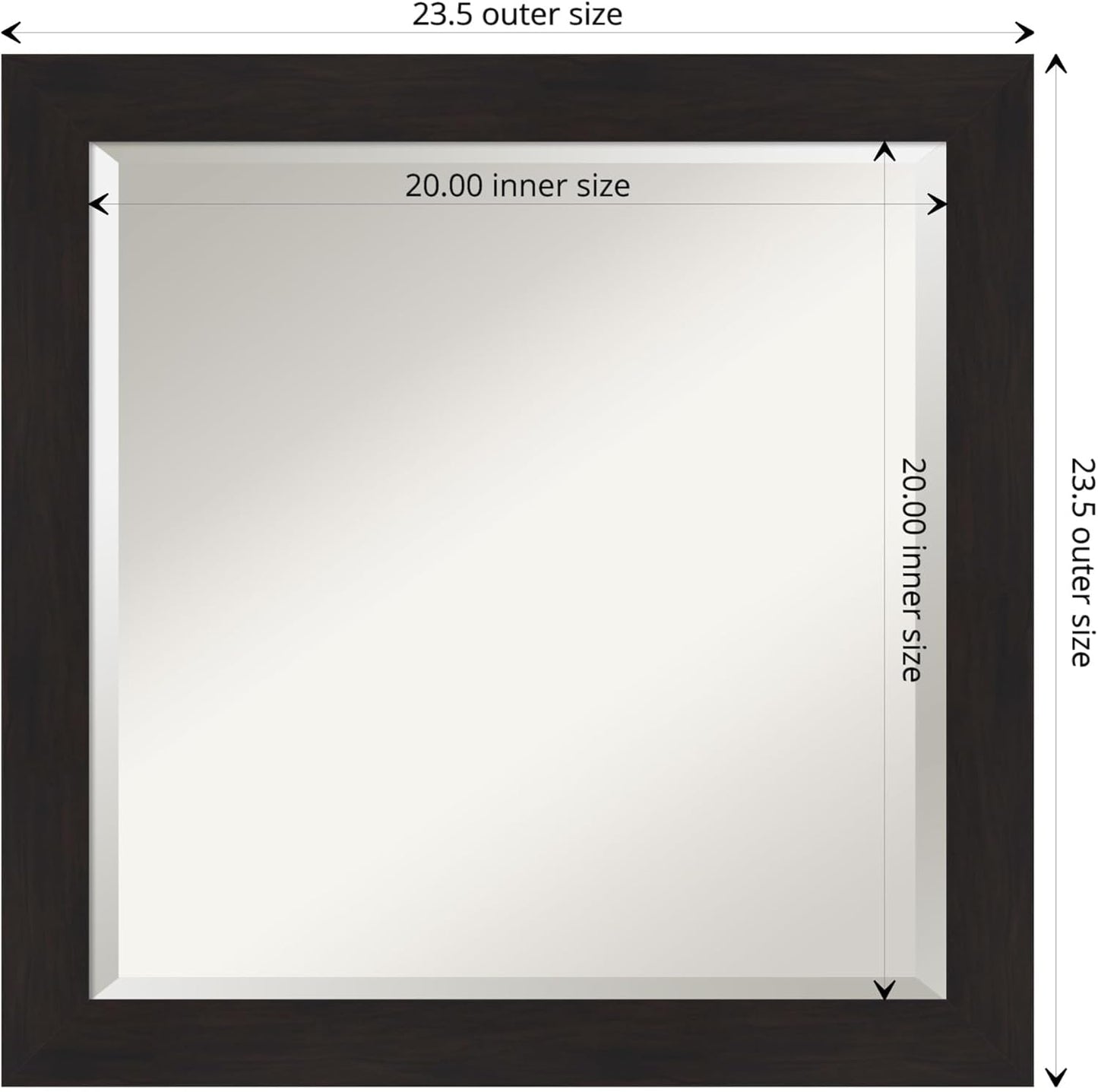 Amanti Art Brown Wall Mirror 24x24 Furniture Espresso Narrow Square Bathroom Mirror for Wall Decor Living Room, Medium Casual Frame, Hangs Horizonally and Vertically, Bathroom Decor, Beveled Edge