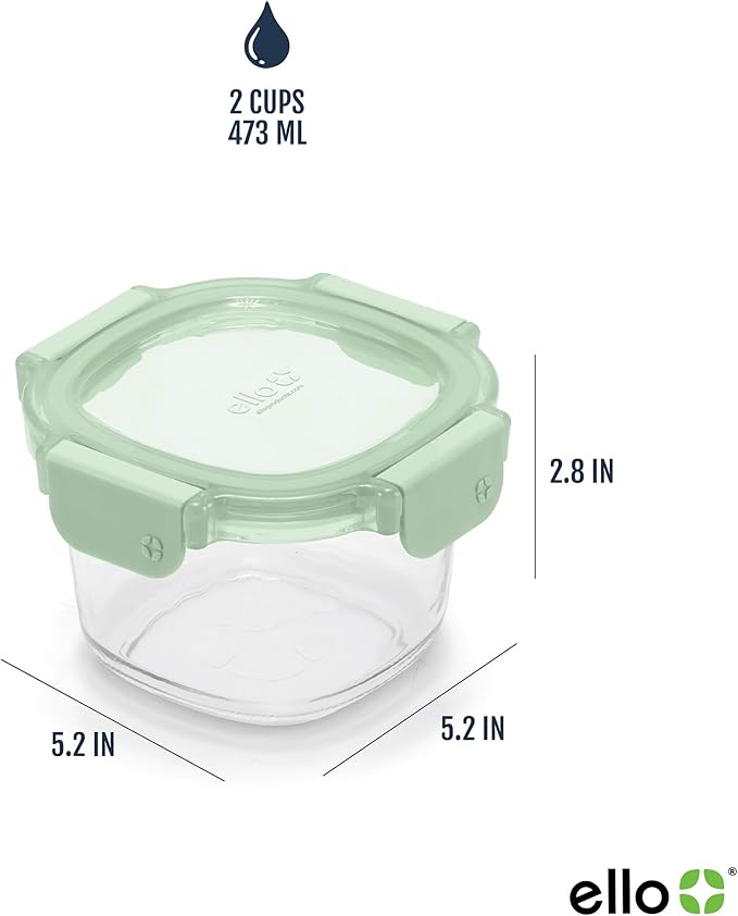 Ello Color Lock 2 Cup 6PC, 3 Pack Glass Meal Prep Sets Leak-Proof Glass Food Storage Containers with Airtight BPA-Free Plastic Lids, Dishwasher, Microwave, and Freezer Safe, Desert Festival