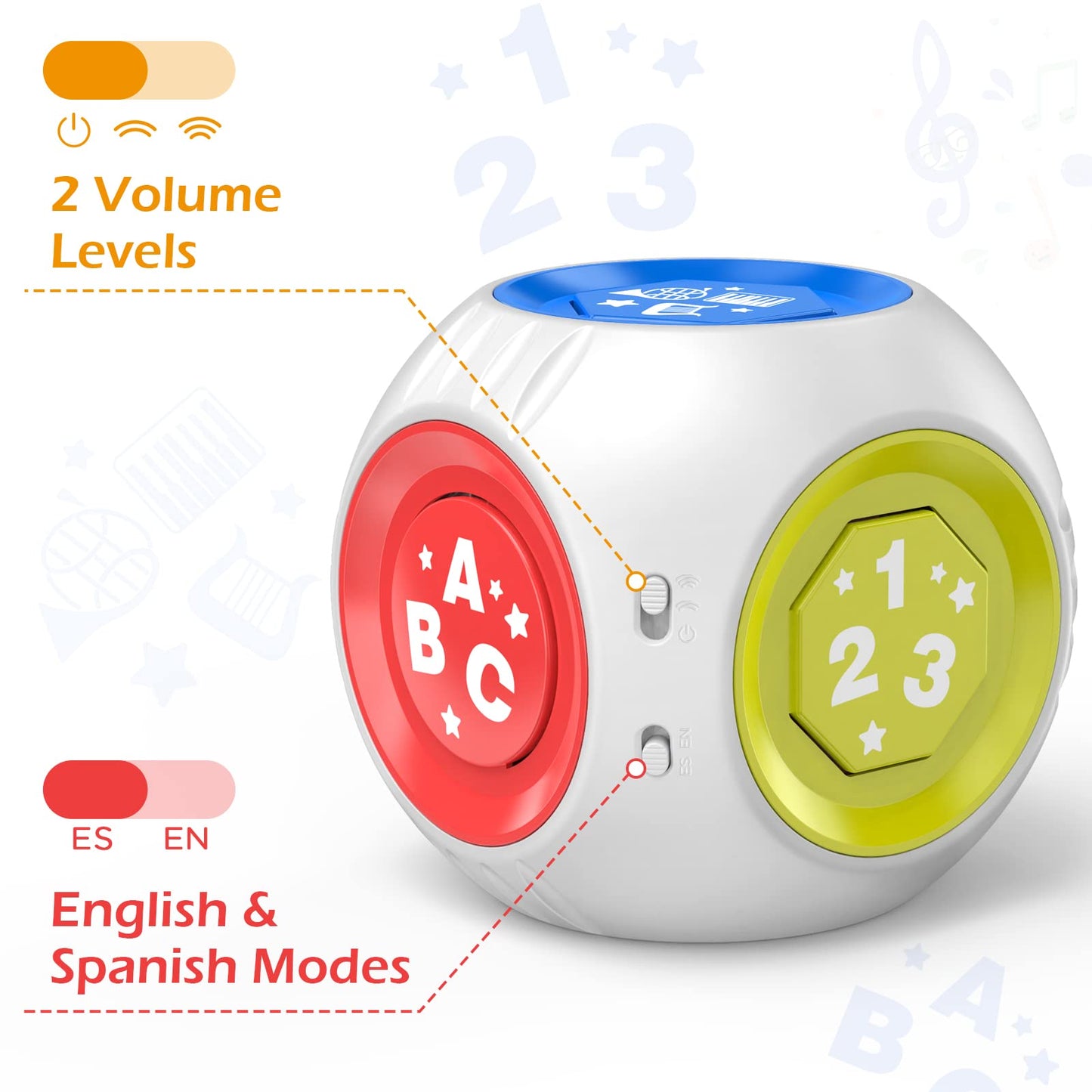 Talkfun Educational Toys for 1 Year Old Boy Girl, Learning Cube Musical Baby Toy 6-12-18 Month, Bilingual Birthday Gift for 1 Year Old Boy Girl