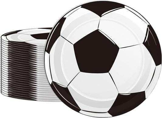 60Pcs Soccer Paper Plates - 7Inch Soccer Theme Party Round Dessert Plates,Kids Themed Birthday Supplies Set,Sports Theme Decorations for Sports Fan Birthday Event Party Supplies
