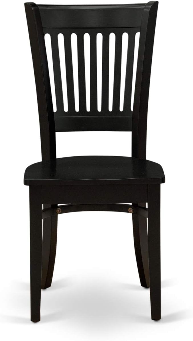 East West Furniture ANVA3-BLK-W 3 Piece Kitchen Table Set for Small Spaces Contains a Round Dining Room Table with Pedestal and 2 Dining Chairs, 36x36 Inch, Black