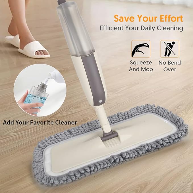 Spray Wet Mops for Hardwood Floor Cleaning - MEXERRIS Microfiber Dust Mop with Spray 3X Reusable Washable Pads - Hard Wood Floor Mops Commercial Home Use for Laminate Wood Tiles Hardwood