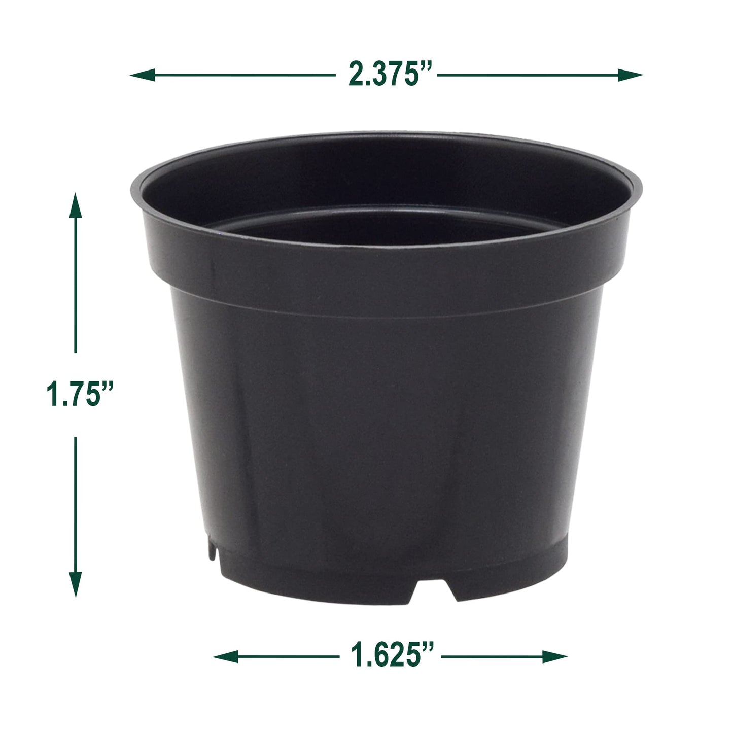 Arcadia Garden Products [100-Pack [2-inch] Nursery Pot with Drainage Holes, Heavy Duty Plastic Injection Mold Grow Pot for Flowers, Seedlings, Succulents, Plant Cuttings, Black