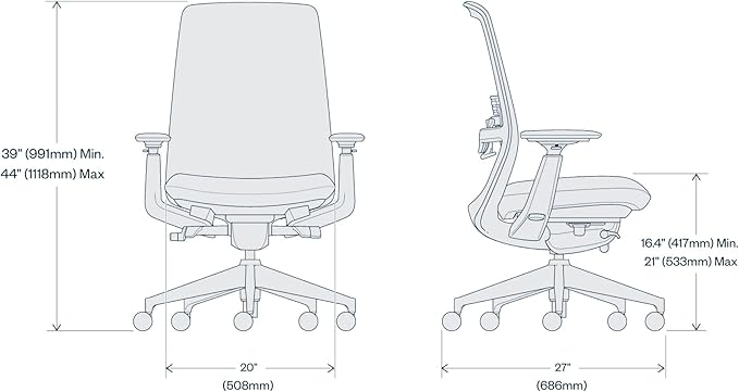 Haworth Soji Office Chair with Ergonomic Adjustments and Lumbar Support, Flexible Mesh Back (Carbon)