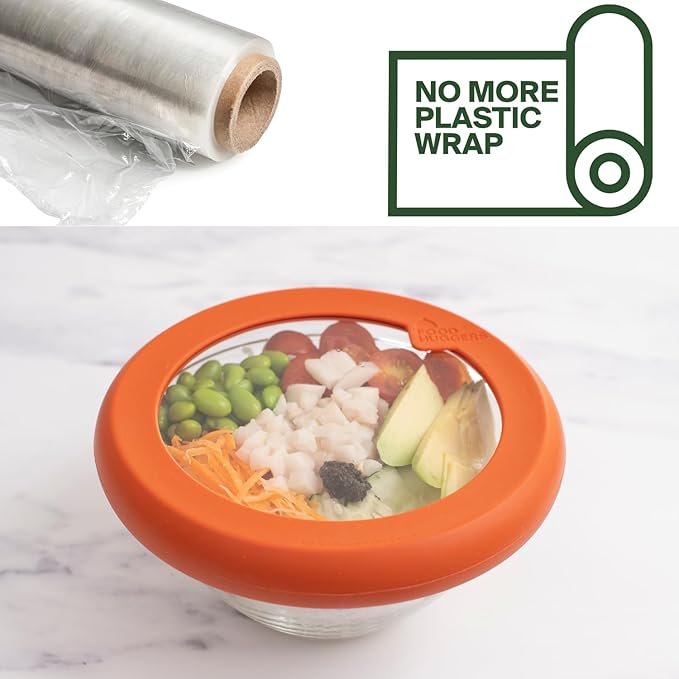 Food Huggers Replacement Lids for Glass Storage Containers | Silicone & Glass Lids that Don’t Crack | Fits Most Round Container Brands & Bowls | 100% Plastic Free (1 Lid (Medium), Terracotta)