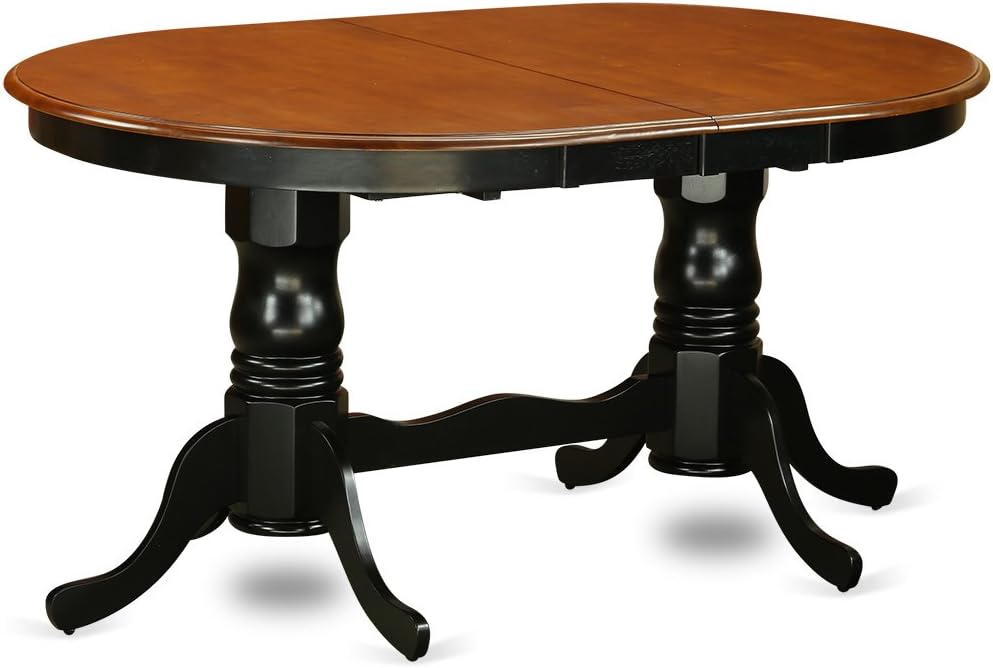 East West Furniture PLNI9-BCH-W 9 Piece Dining Table Set Includes an Oval Dining Room Table with Butterfly Leaf and 8 Wood Seat Chairs, 42x78 Inch, Black & Cherry