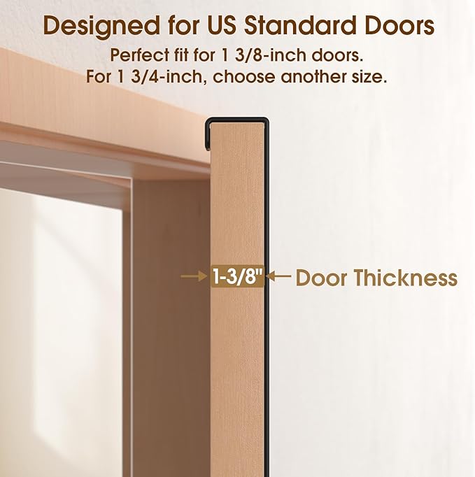 Long Over The Door Hooks with 15.75-inch Arms for Easier Access by Women, Heavy Duty Door Hanger for Winter Coat, L16U, Fits Standard 1 3/8'' Doors, Towel Racks Organization, Black