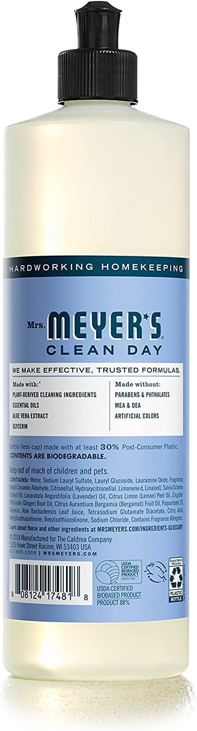Mrs. MEYER'S Kitchen Set, Dish Soap, Hand Soap, and Multi-Surface Cleaner, 3 CT (Bluebell)