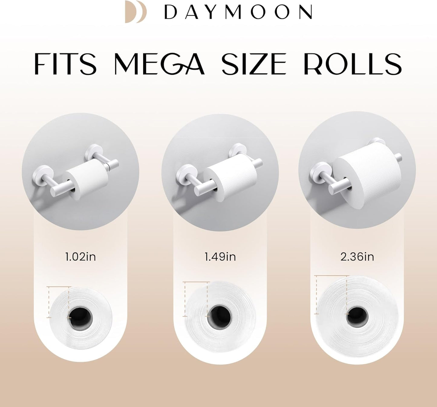 Day Moon™ Matte White Toilet Paper Holder Wall Mount - Modern Pivoting Toilet Paper Roll Holder