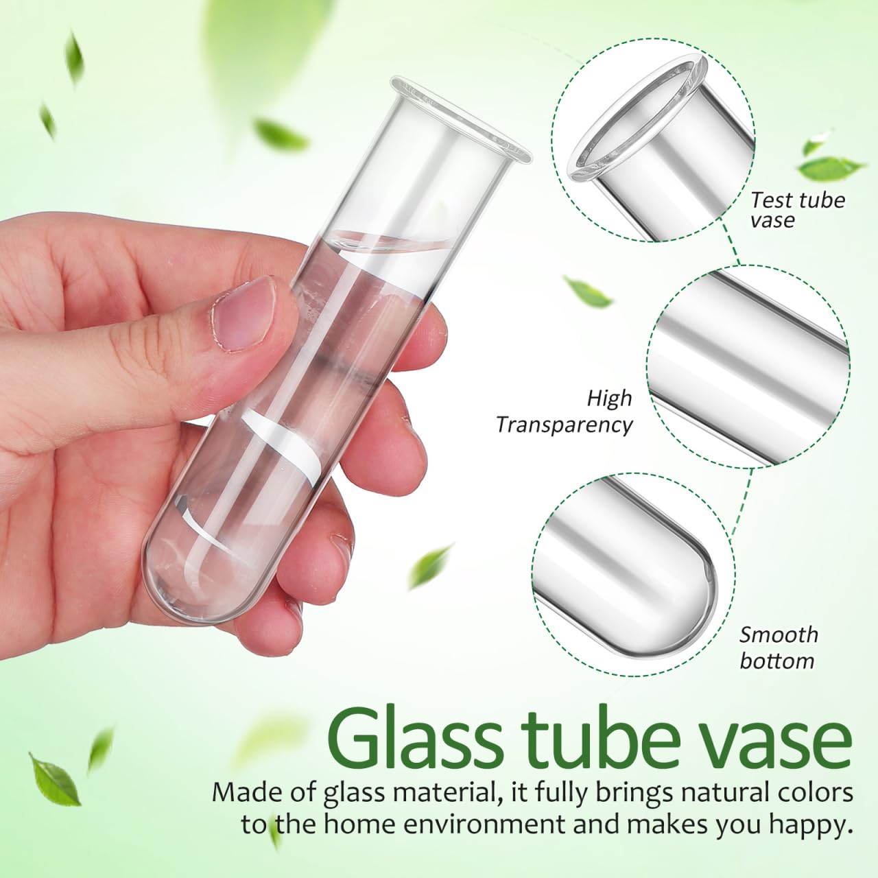 Housoutil Glasstubes for Plants, 5PCS Propagation Tubes for Plants, Glass Test Pipe Vase for Scientific Experiments, Desktop Party Home Office Decor, Flowers Desktop, Indoor Hydroponic Station