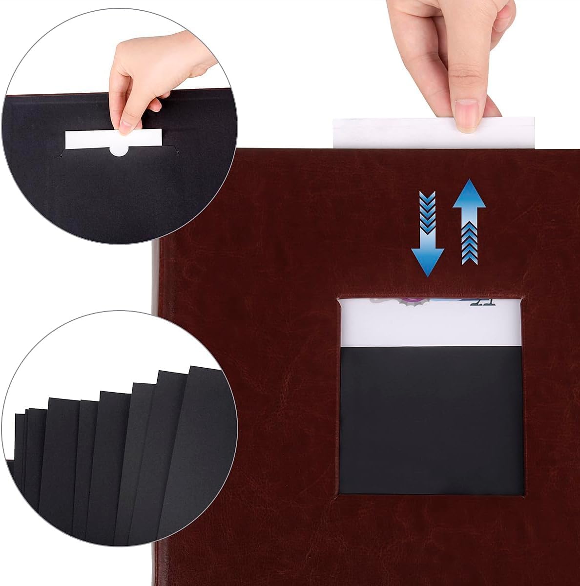 Leather Scrapbook Album DIY Set Scrap Book Album Hardcover Pictures Book 10.5"x10.5",DIY,Handmade for Anniversary,Family Memories,Couples,Friend&Baby,Accommodates 3x5 to 8x10 Photos (Leather-brown)