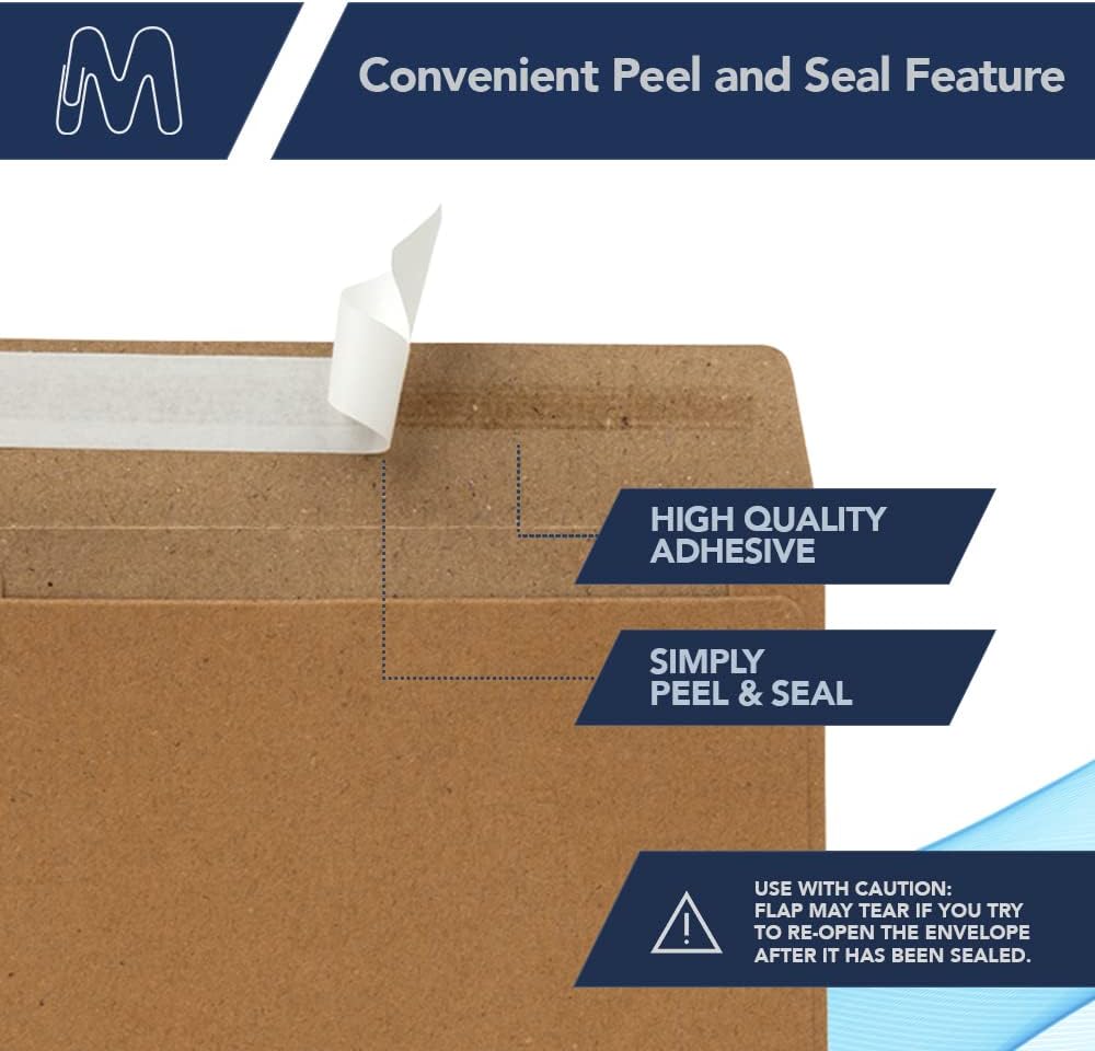 MOS A6 Kraft Envelopes 4.75 x 6.5 Inch 500 Pack — Brown Self-Seal Heavyweight Invitation Envelopes for Greeting Cards, Gift Cards, Weddings, Business Mailings, Thank You Cards