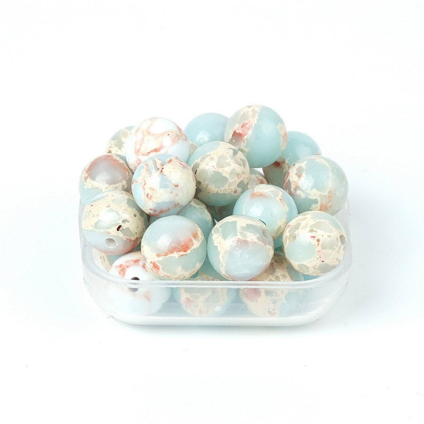 100Pcs Natural Stone 8mm Azure Imperial Jasper Round Loose Gemstone Energy Healing Beads Hole Size 1mm DIY Smooth Beads for Bracelet Necklace Earrings Jewelry Making