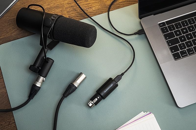 Shure Mvx2U Xlr-To-Usb Digital Interface With Headphone Jack, Integrated Pre-Amp With 60Db Gain Control, Zero-Latency Monitoring